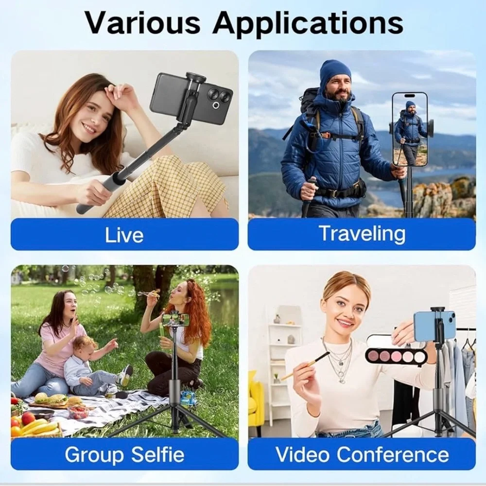 62” Inch Selfie Stick Tripod Auto Open Stand with magnetic remote-Open Box